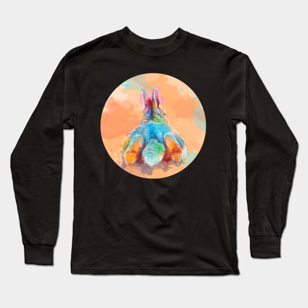 Bunny Butt Funny Illustration Long Sleeve T-Shirt by Flo Art Studio